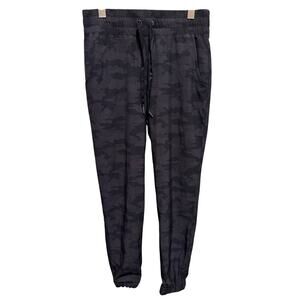 Kyodan Women Black Camouflage Jogger Track Pants Drawstring Pockets Sz Petite S